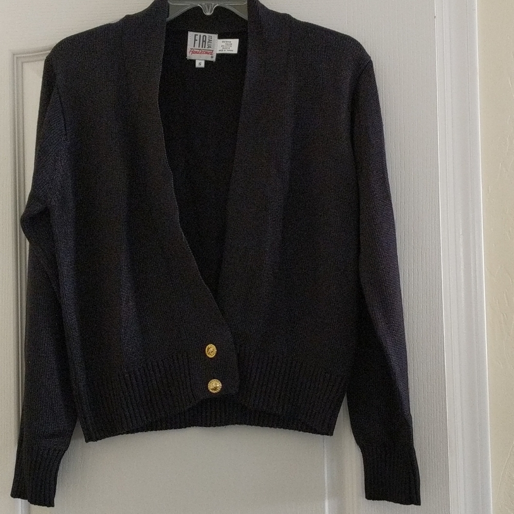 Fia Italia hand loomed black cardigan Size Small